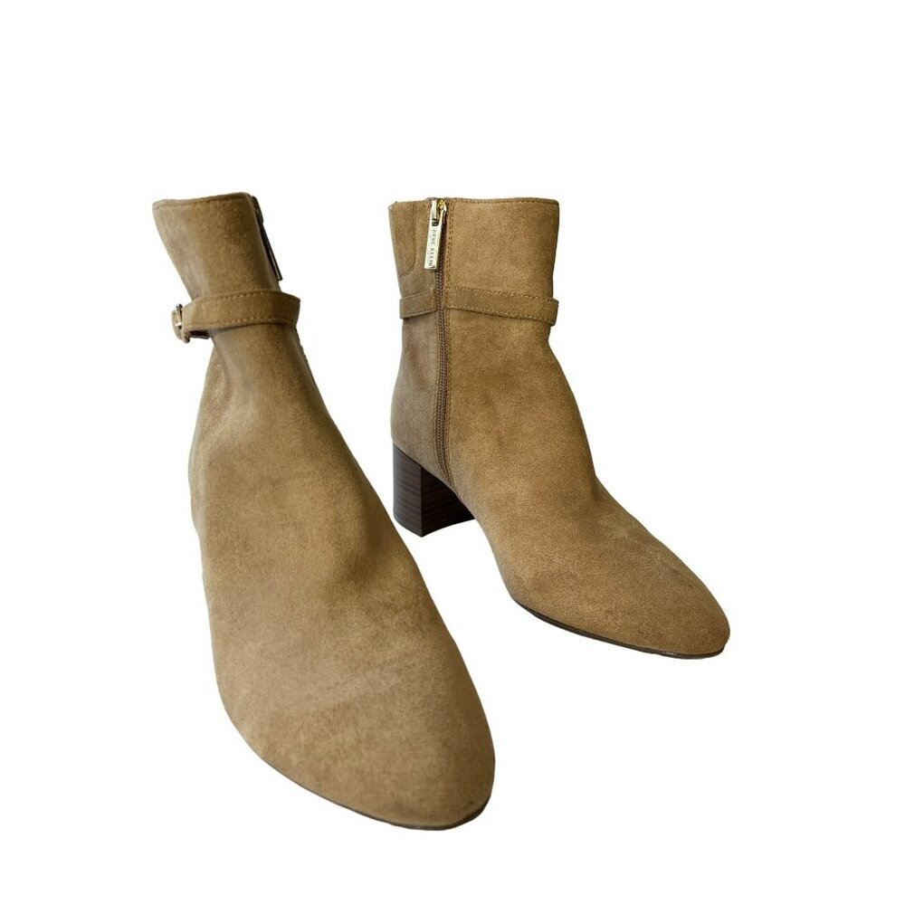 Anne Klein Kalana Tan Ankle Bootie Block Heel Boot Shoes Size 7.5 NEW